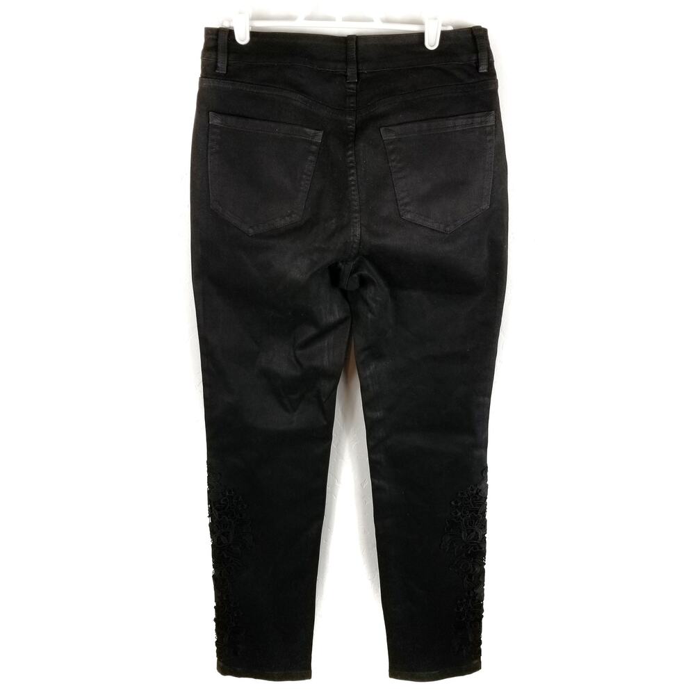 Soft Surroundings NWT Black Coated Cotton Embellished Jeans Size 6 - Picture 2 of 7